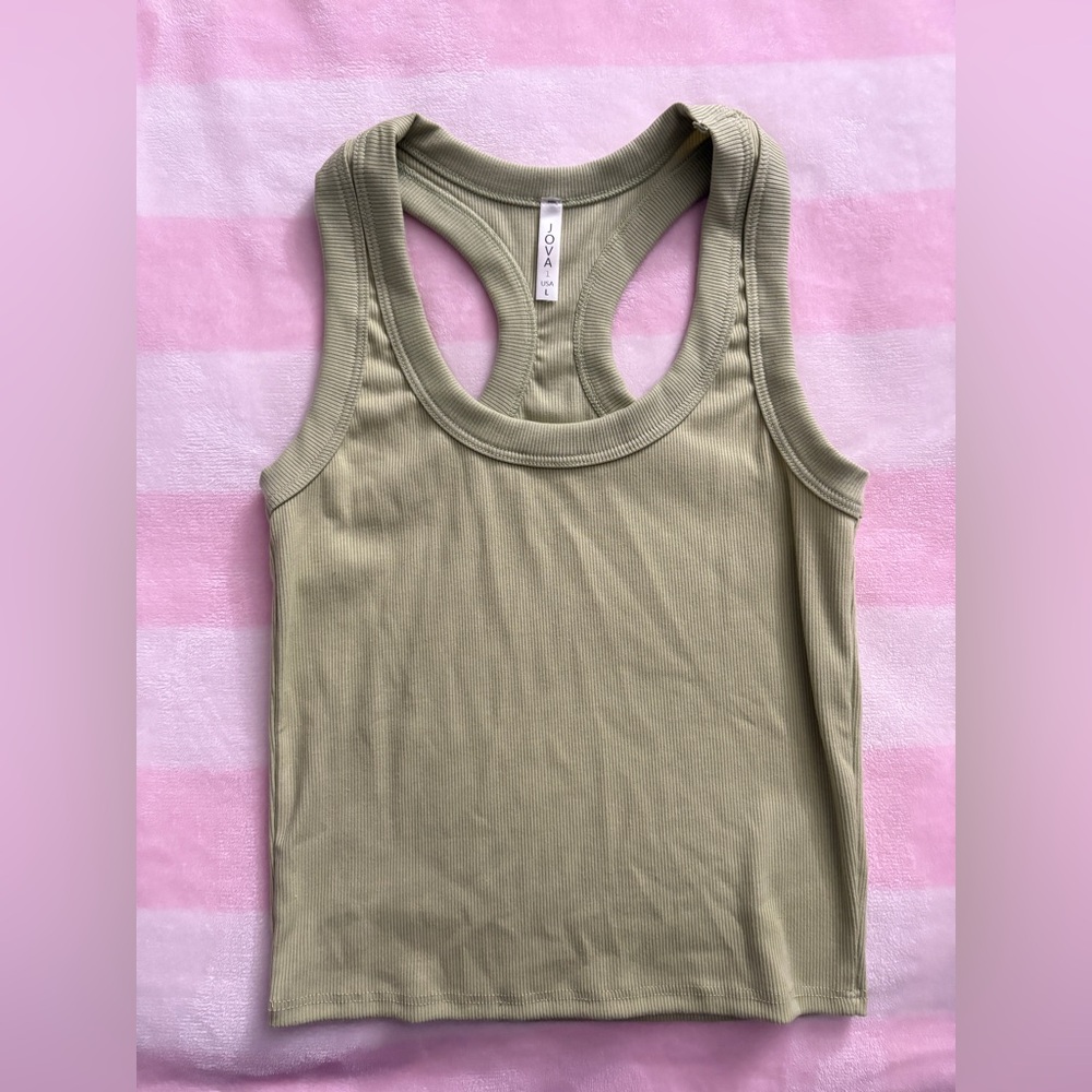 Green Ribbed Halter Top - Picture 3 of 5